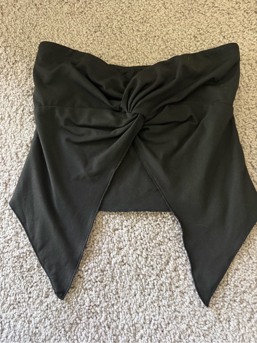 Strapless Black Twist-Front Crop Top